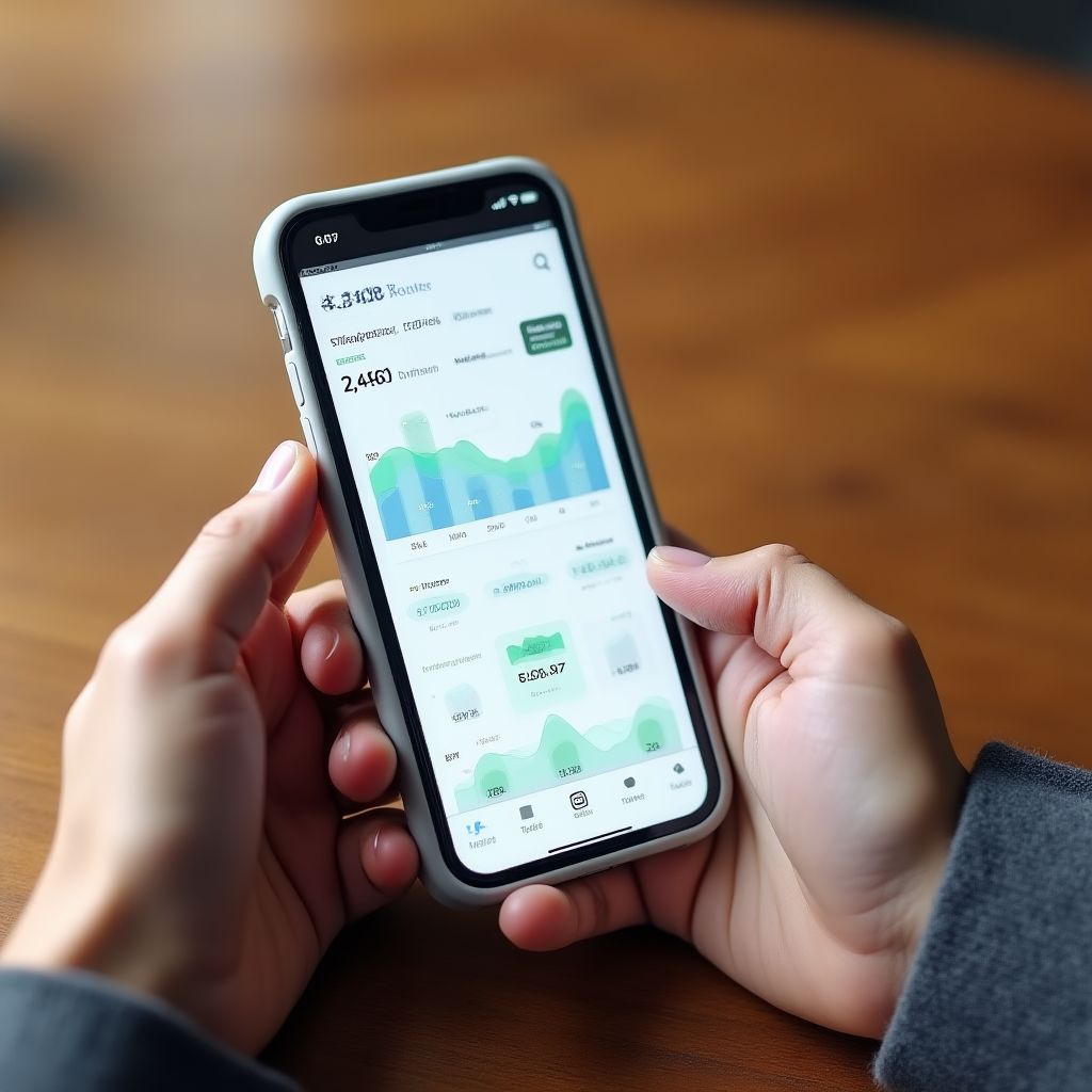 Una persona usando una app de presupuesto en su celular
